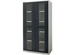 Schäfer Shop Genius Schwerlastschrank FS, Stahlblech, mit Sichtfenster, B 1055 x T 520 x H 1950 mm, 5 OH, lichtgrau/anthrazitgrau, bis 1000 kg