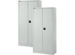 Universalschrank 2er-SET, Stahl, abschliessbar, 950 x 400 x 1935 mm, 5 OH