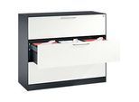 Hängeregistraturschrank ASISTO C 3000, 3 Schubladen, 3-bahnig, B 1200 mm, anthrazit/weiss