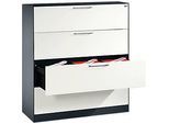 Hängeregistraturschrank ASISTO C 3000, 4 Schubladen, 3-bahnig, B 1200 mm, anthrazit/weiss