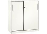 Schiebetürenschrank ASISTO C 3000, 3 Ordnerhöhen, mit Abdeckplatte, Breite 1200 mm, weiss/weiss