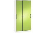 Schiebetürenschrank ASISTO C 3000, 5 Ordnerhöhen, abschliessbar, Breite 1000 mm, weiss/virdingrün