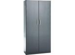 Büroschrank, 5 OH, abschliessbar, mit aufliegenden Türen, B 950 mm, Basaltgrau