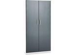 Büroschrank, 5 OH, abschliessbar, mit aufliegenden Türen, B 950 mm, Basaltgrau/Verkehrsweiss