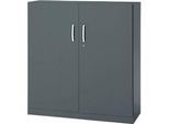 Büroschrank, 3OH, abschliessbar, mit aufliegenden Türen, B 1200 mm, Basaltgrau