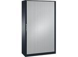 Rollladenschrank ASISTO C 3000, 5 Ordnerhöhen, mit Akustik-Rollladen, 1200 mm Breite, anthrazit/alusilber