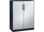 Flügeltürenschrank ASISTO C 3000, 3 Ordnerhöhen, B 1000 mm, anthrazit/alusilber