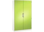 Flügeltürenschrank ASISTO C 3000, 5 Ordnerhöhen, B 1200 mm, weiss/virdingrün