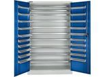 Schäfer Shop Select Magazinschrank, 10 Fachböden, ohne Ausstattung, B 1200 x T 500 x H 1935 mm, Stahl, lichtgrau/enzianblau