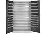 Schäfer Shop Select Magazinschrank, 10 Fachböden, ohne Ausstattung, B 1200 x T 500 x H 1935 mm, Stahl, weissaluminium/anthrazitgrau
