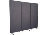 Akustik-Raumteiler Luxor, 3 Paneele, mit Standfüssen, ca. 19 kg, Gesamtmasse B 1830 x T 35 x H 1680 mm, recycelte Materialien, schiefergrau
