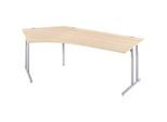 Schäfer Shop Select Winkelschreibtisch COMBITEC, 135° Winkel links, C-Fuss, B 2165 x T 800/800 x H 677-817 mm, Ahorn/weissalu