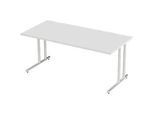 Schäfer Shop Select Schreibtisch COMBITEC, Rechteck, C-Fuss, B 1800 x T 800 x H 677-817 mm, lichtgrau/weissaluminium