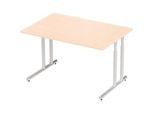 Schäfer Shop Select Schreibtisch COMBITEC, Rechteck, C-Fuss, B 1200 x T 800 x H 677-817 mm, Ahorn/weissaluminium