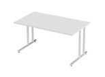 Schäfer Shop Select Schreibtisch COMBITEC, Rechteck, C-Fuss, B 1600 x T 800 x H 677-817 mm, lichtgrau/weissaluminium