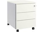 Schäfer Shop Pure Rollcontainer 333, Stahlkorpus, Holzfront, Rollen, abschliessbar, B 435 x T 565 x H 567 mm, 3 Schübe, weissaluminium/weissaluminium