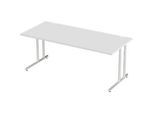 Schäfer Shop Select Schreibtisch COMBITEC, Rechteck, C-Fuss, B 2000 x T 1000 x H 677-817 mm, lichtgrau/weissaluminium