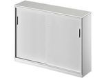 Schäfer Shop Genius Schiebetürenschrank TETRIS SOLID, 3 OH, Mitteltrennwand, B 1600 x T 413 x H 1170 mm, lichtgrau/weissalu