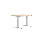 Schreibtisch ERGO DRIVE ED 470, elektrisch höhenverstellbar, Rechteck, T-Fuss, B 1200 x T 800 x H 692-1147 mm, Ahorn/weissaluminium RAL 9006
