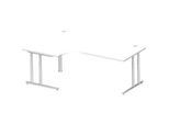 Schäfer Shop Select Winkelschreibtisch COMBITEC, 90° Winkel links, C-Fuss, B 2000 x T 1200/800 x H 677-817 mm, weiss/weissalu