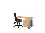 Schäfer Shop Pure Planova Basic Schreibtisch und Rollcontainer 1233, Buche-Dekor/weissalu