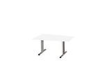 Schäfer Shop Select Besprechungstisch MODENA Basic, Tonne, T-Fuss, B 1400 x T 1000 x H 717 mm, weiss/weissaluminium RAL 9006