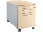 Schäfer Shop Select Rollcontainer 126, mit Griff eckig, weissalu/weissalu/Ahorn-Dekor