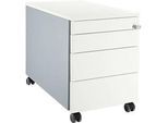 Schäfer Shop Genius Rollcontainer 1233, 4 Schübe, Zentralverschluss, seitliche Griffnut, B 435 x T 765 x H 577 mm, weissalu/weissalu/weiss