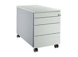 Schäfer Shop Genius Rollcontainer 1233, 4 Schübe, Zentralverschluss, seitliche Griffnut, B 435 x T 765 x H 577 mm, weissalu/lichtgrau/lichtgrau