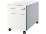 Schäfer Shop Genius Rollcontainer 126, 3 Schübe, Zentralverschluss, seitliche Griffnut, B 435 x T 765 x H 577 mm, weissalu/weissalu/weiss