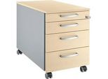 Schäfer Shop Genius Rollcontainer 1233, mit Griff rund, B 435 x H 577 mm, weissalu/weissalu/Ahorn-Dekor