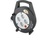 Kabeltrommel brennenstuhl® Vario Line, 4-fach, 5 m langes Kabel, Überhitzungsschutz, IP20, Tragegriff, L 70 x B 230 x H 240 mm, Spezialkunststoff, schwarz