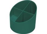 Stifteköcher Helit The Green Cross, 4 Fächer, Ø 110 x H 105 mm, Recyclingkunststoff, grün