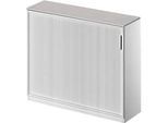 Schäfer Shop Genius Querrollladenschrank TETRIS SOLID, 3 OH, B 1600 mm, inkl. 19 mm Abdeckplatte, lichtgrau/weissalu/weissalu