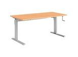 Schreibtisch Standard, manuell höhenverstellbar, Rechteck, C-Fuss, B 1600 x T 800 x H 728-1188 mm, Buche/weissaluminium