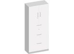 Schäfer Shop Genius Kombischrank TETRIS SOLID, 6 OH, B 800 mm, oben Flügeltüren, unten HR-Auszüge, weiss/weissalu