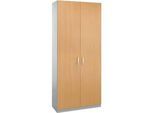Schäfer Shop Genius Flügeltürenschrank TETRIS SOLID, Stahlkorpus, 6 OH, B 1000 mm, abschliessbar, Buche-Dekor/weissalu
