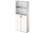 Schäfer Shop Genius Kombischrank TETRIS SOLID, 6 OH, Glas- und Flügeltüren, B 1000 mm, abschliessbar, Glas/weiss/weissalu