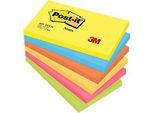 POST-IT Haftnotizen Notes, farbig sortiert, 127 mm x 76 mm, 6er Pack, 5 Farben