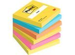 POST-IT Haftnotizen Notes, farbig sortiert, 76 mm x 76 mm, 6er Pack, 5 Farben