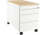 Schäfer Shop Select Rollcontainer 1233, 4 Schübe, mit Griffnut, weiss/Ahorn-Dekor