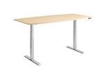 Schäfer Shop Genius Konferenztisch MODENA FLEX, elektrisch höhenverstellbar, Boot, T-Fuss, B 2000 x H 645-1290 mm, Ahorn/weissalu