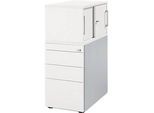 Schäfer Shop Genius Standcontainer mit Aufsatzschrank inkl. Schiebetür, komplett abschliessbar, seitliche Griffnut, weiss