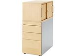 Schäfer Shop Genius Standcontainer mit Aufsatzschrank inkl. Schiebetür, komplett abschliessbar, seitliche Griffnut, ahorn