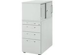 Schäfer Shop Genius Beistellcontainer mit Aufsatzschrank inkl. Schiebetür, Container & Schiebetür abschliessbar, mit Griff eckig, lichtgrau