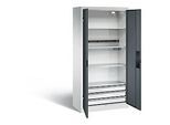 C+P Akkuladeschrank Basic mit Vollblechtüren, H 1950 x B 930 x T 500 mm, Lichtgrau/Anthrazit