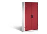 C+P Akkuladeschrank Comfort mit Vollblechtüren, H 1950 x B 930 x T 500 mm, Lichtgrau/Rubinrot