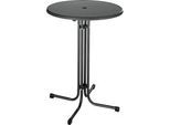 Stehtisch Quickstep mit Sonnenschirmöffnung, desinfektionsmittelbeständig, Ø 850 mm, anthrazit