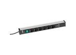 Steckdosenleiste Treston 468/1, 6-fach, 2 x USB A, An/Aus-Schalter, 4,5 m langes Kabel, 16 A/250 V, B 468 x T 44 x H 52 mm, Aluminium