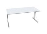 Schäfer Shop Pure Schreibtisch PLANOVA BASIC, Rechteck, C-Fuss, B 1600 x T 800 x H 717 mm, lichtgrau/weiss + Kabelkanal